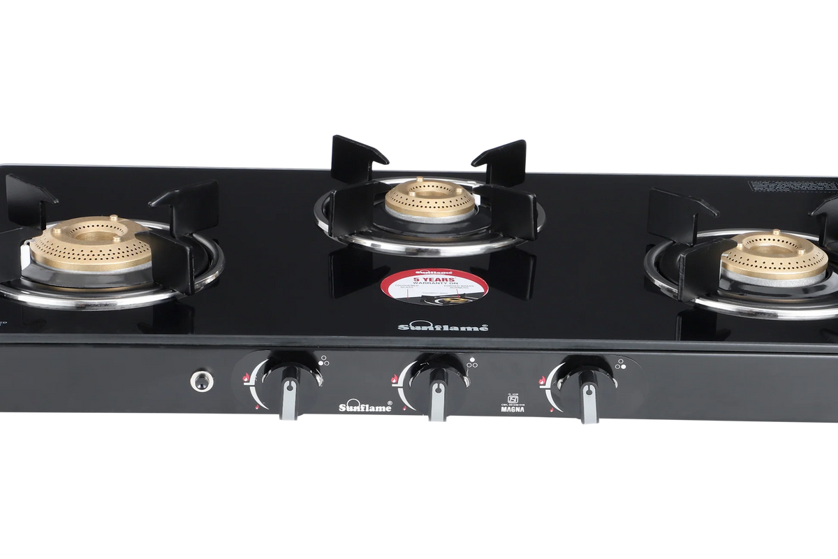 Sunflame Magna Glass Top Gas Stove (3 Burner, Auto Ignition)