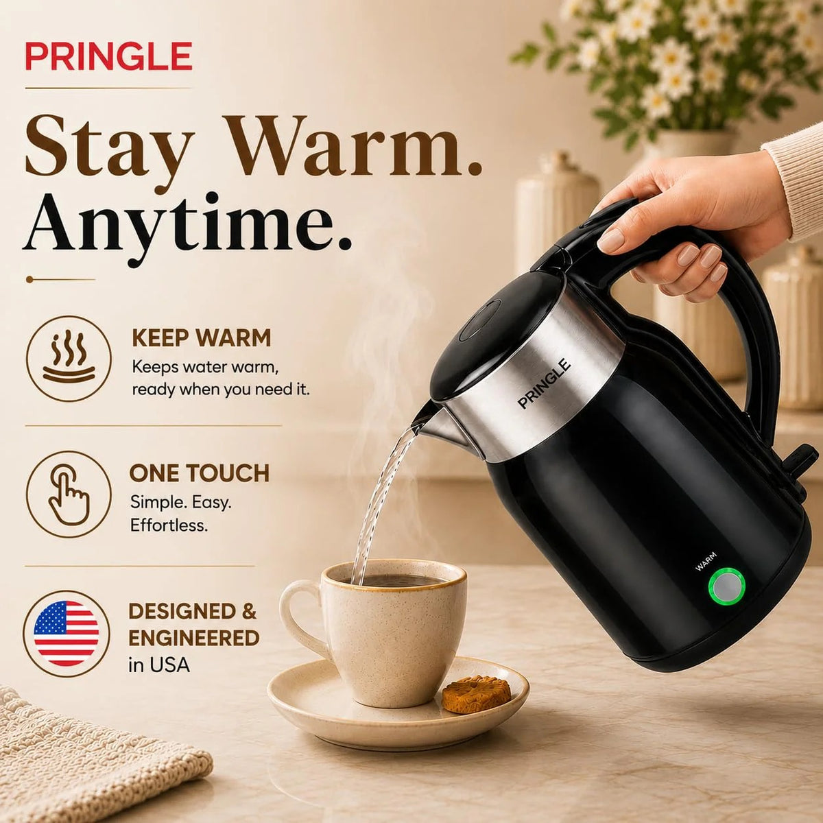 Pringle Haden Electric Kettle (Black, 1.8 Litre)