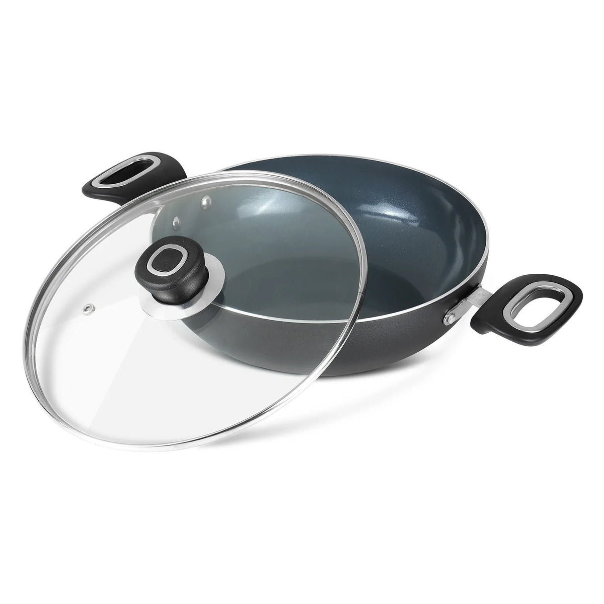 Vinod Zest Ceramica Kadai with Glass Lid, Induction Friendly (2.5 L)