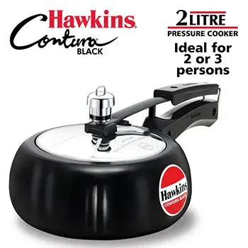 Hawkins Contura Black Pressure Cooker (2 Litre, Hard Anodised) (CB 20)