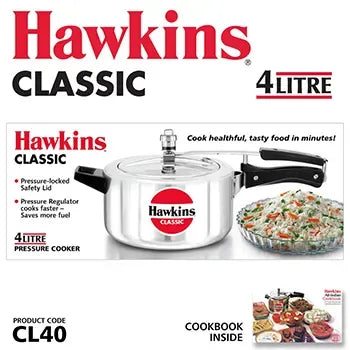 Hawkins Classic Pressure Cooker (4 Litre, Aluminium Pressure Cooker) (CL 40)