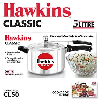 Hawkins Classic Pressure Cooker (5 Litre, Aluminium Pressure Cooker) (CL 50)