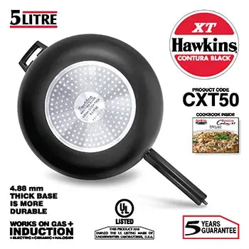 Hawkins Contura Black XT Pressure Cooker (5 Litre, Induction Compatible) (CXT 50)