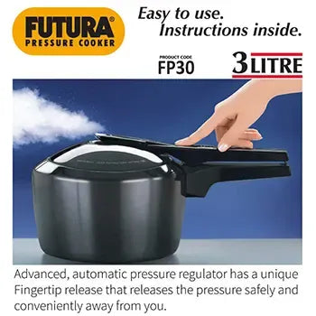 Hawkins Futura Hard Anodised Pressure Cooker (3 Litre, Inner Lid Pressure Cooker) (FP 30)