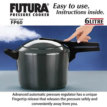 Hawkins Futura Hard Anodised Pressure Cooker (6 Litre, Inner Lid Pressure Cooker) (FP 60)