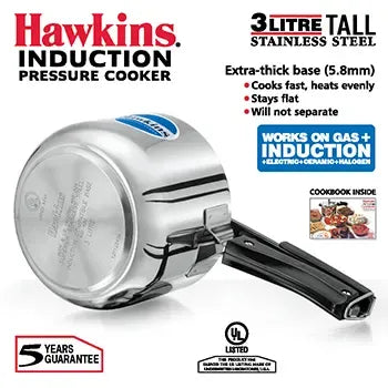 Hawkins Stainless Steel Pressure Cooker (3 Litre, Induction Compatible) (HSS 3T)