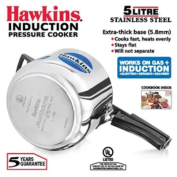 Hawkins Stainless Steel Pressure Cooker (5 Litre, Induction Compatible) (HSS 50)