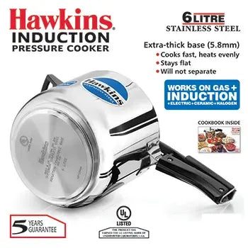 Hawkins Stainless Steel Pressure Cooker (6 Litre, Induction Compatible) (HSS 60)