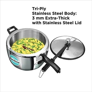 Hawkins Tri-Ply Stainless Steel Pressure Cooker (7 Litre Wide, Induction Compatible) (HSST 7W)
