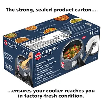 Hawkins Ceramic Pressure Cooker (1.5 Litre, Induction Compatible) (ICC 15)
