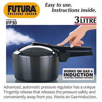 Hawkins Futura Hard Anodised Pressure Cooker (3 Litre, Induction Compatible) (IFP 30)
