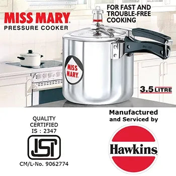 Hawkins Miss Mary Pressure Cooker (3.5 Litre, Aluminium Pressure Cooker) (MM 35)