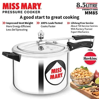 Hawkins Miss Mary Pressure Cooker (8.5 Litre, Aluminium Pressure Cooker) (MM 85)
