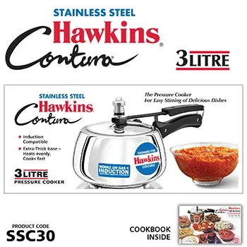 Hawkins Stainless Steel Contura Pressure Cooker (3 Litre, Induction Compatible) (SSC 30)