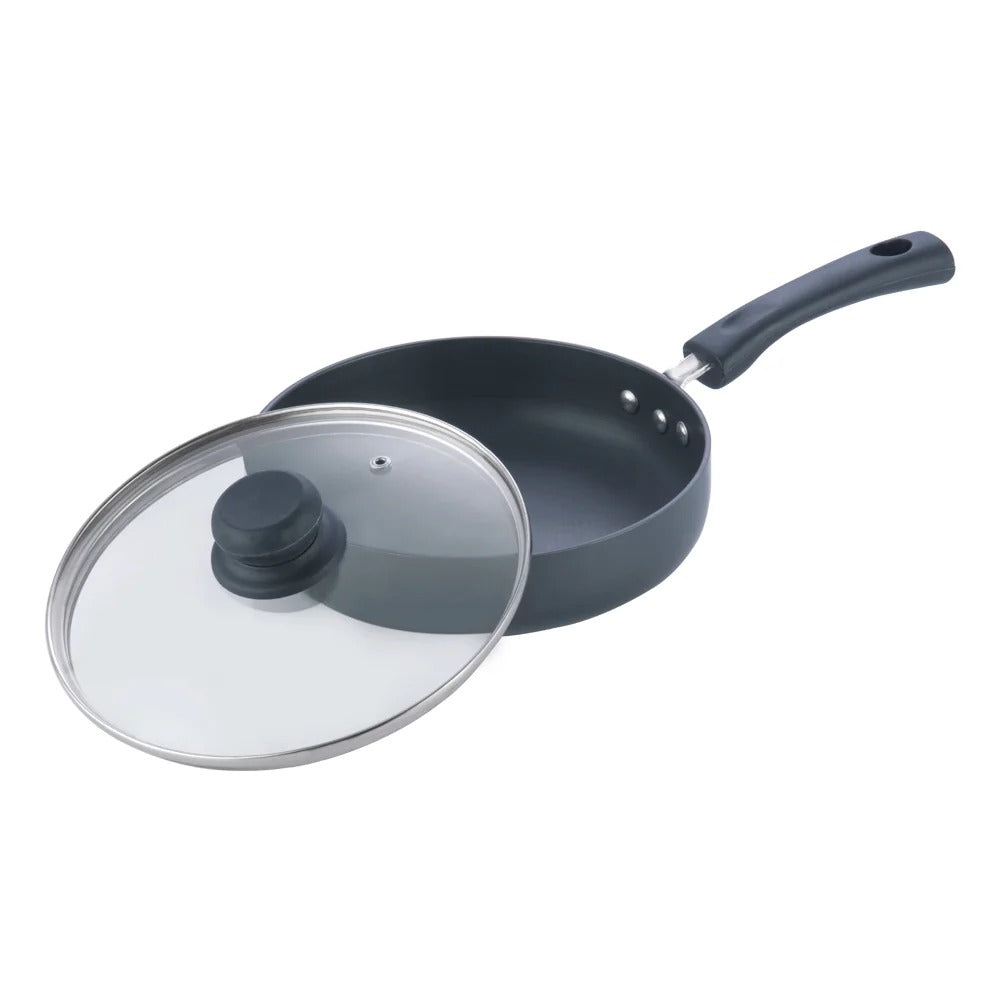 Vinod Hard Anodised Deep Frypan with Glass Lid (20 cm)
