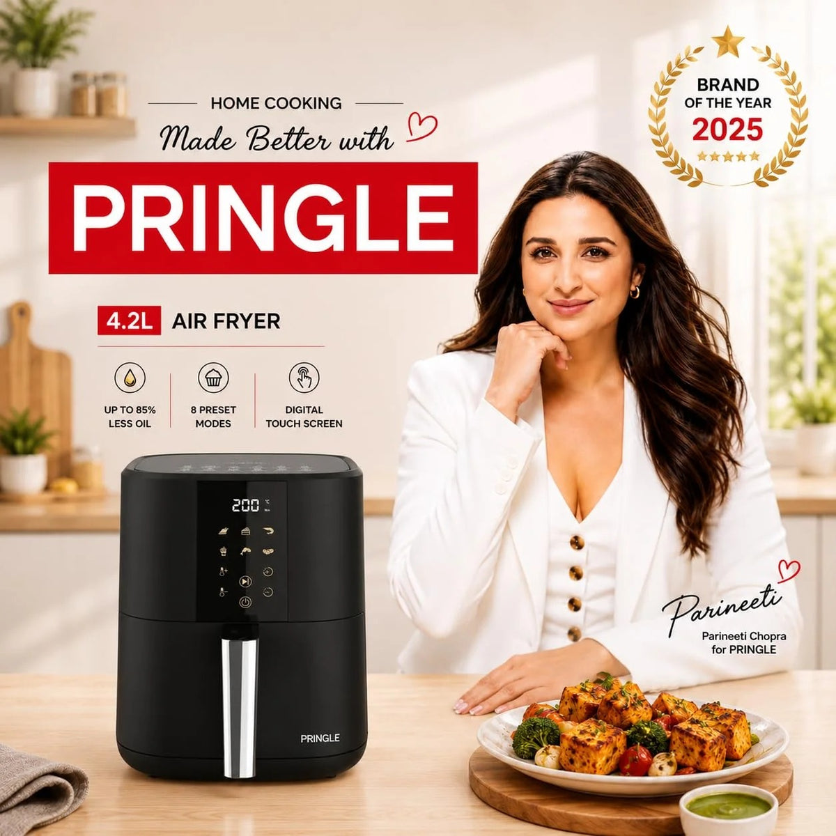 Pringle AF1406 Digital Air Fryer, Green/Black (4.2L) (1350W)