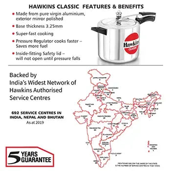 Hawkins Classic Pressure Cooker (6.5 Litre, Aluminium Pressure Cooker) (CL 65)