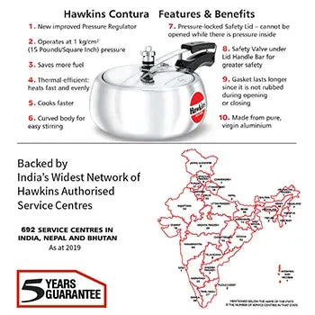Hawkins Contura Pressure Cooker (3.5 Litre, Aluminium Pressure Cooker) (HC 35)