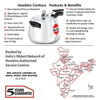 Hawkins Contura Pressure Cooker (4 Litre, Aluminium Pressure Cooker) (HC 40)