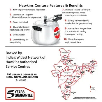 Hawkins Contura Pressure Cooker (6.5 Litre, Aluminium Pressure Cooker) (HC 65)