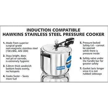 Hawkins Stainless Steel Pressure Cooker (10 Litre, Induction Compatible) (HSS 10)