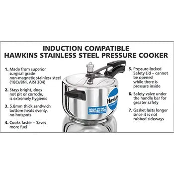 Hawkins Stainless Steel Pressure Cooker (4 Litre, Induction Compatible) (HSS 40)
