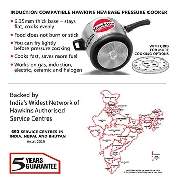 Hawkins Hevibase Pressure Cooker (6.5 Litre, Induction Compatible) (IH 65)