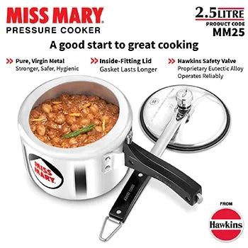 Hawkins Miss Mary Pressure Cooker (2.5 Litre, Aluminium Pressure Cooker) (MM 25)