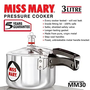 Hawkins Miss Mary Pressure Cooker (3 Litre, Aluminium Pressure Cooker) (MM 30)