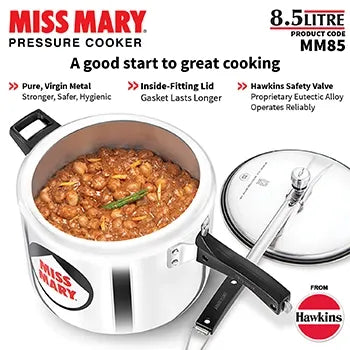 Hawkins Miss Mary Pressure Cooker (8.5 Litre, Aluminium Pressure Cooker) (MM 85)