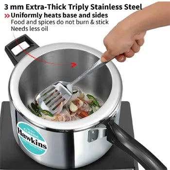 Hawkins Tri-Ply Stainless Steel Classic Pressure Cooker (5 Litre, Induction Compatible) (SSTCL 50)