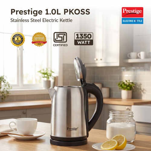 Prestige PKNSS Electric Kettle (Silver & Black, 1 Litre)