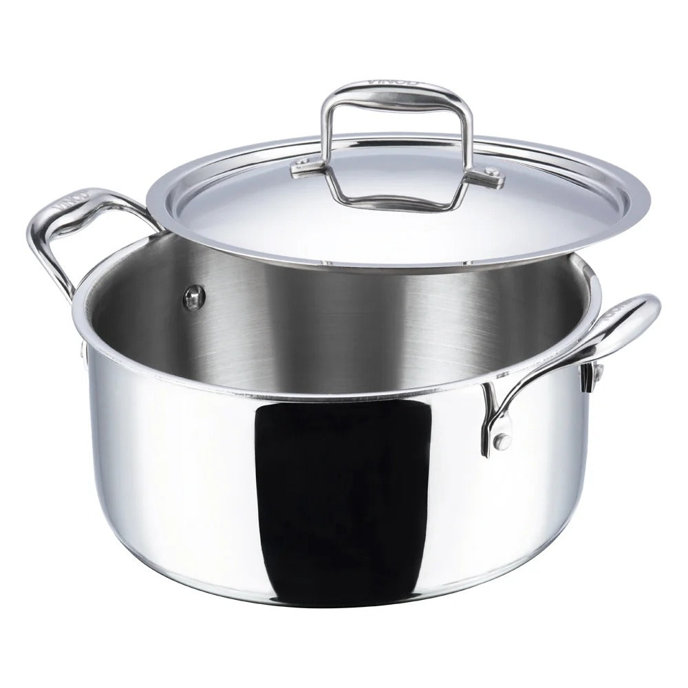 Vinod Platinum Triply Stainless Steel Saucepot with Lid (6.8 L)