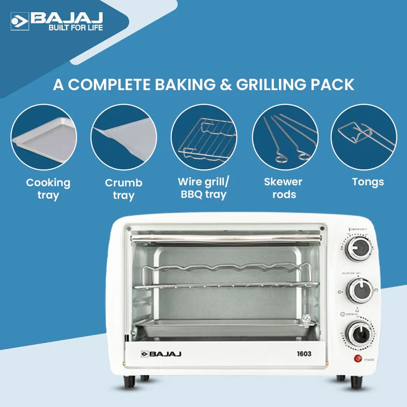 Bajaj 1603 Oven Toaster Griller (OTG) (16 Litre, White)