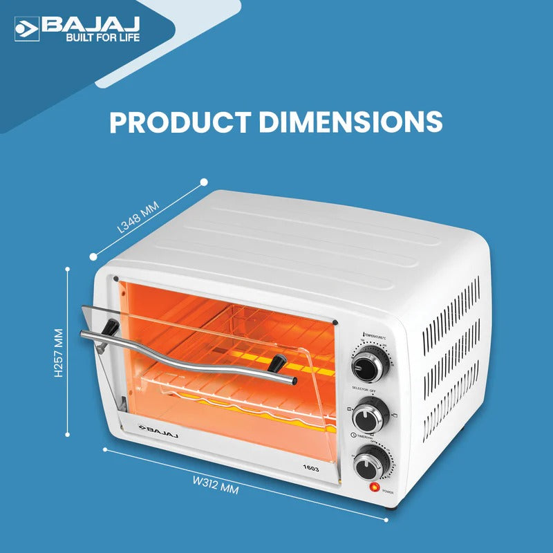 Bajaj 1603 Oven Toaster Griller (OTG) (16 Litre, White)
