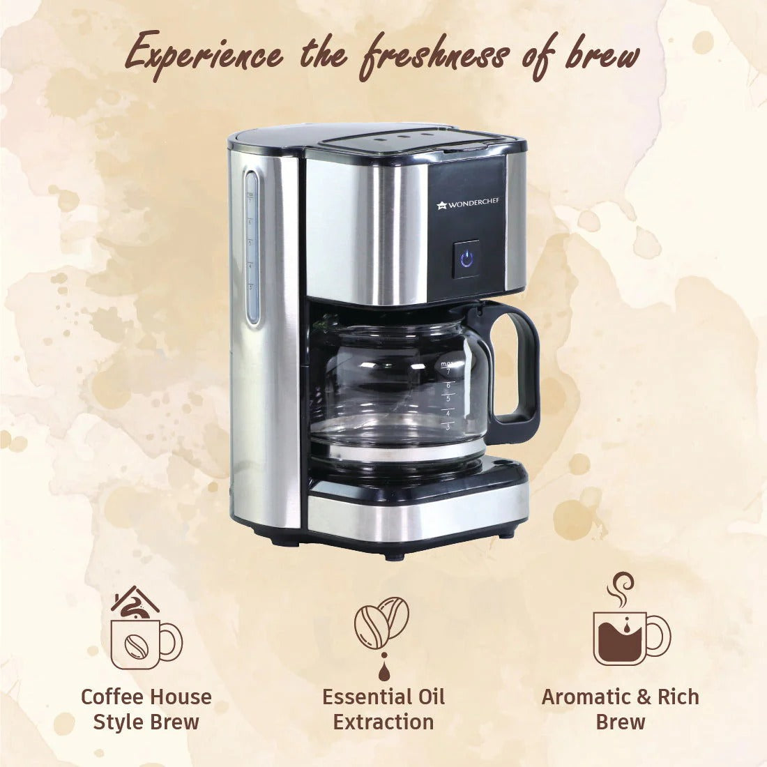 Wonderchef Regalia Brew Coffee Maker (Black & Silver, 700 ml)