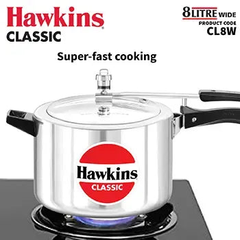 Hawkins Classic Wide Pressure Cooker (8 Litre, Aluminium Pressure Cooker) (CL 8W)
