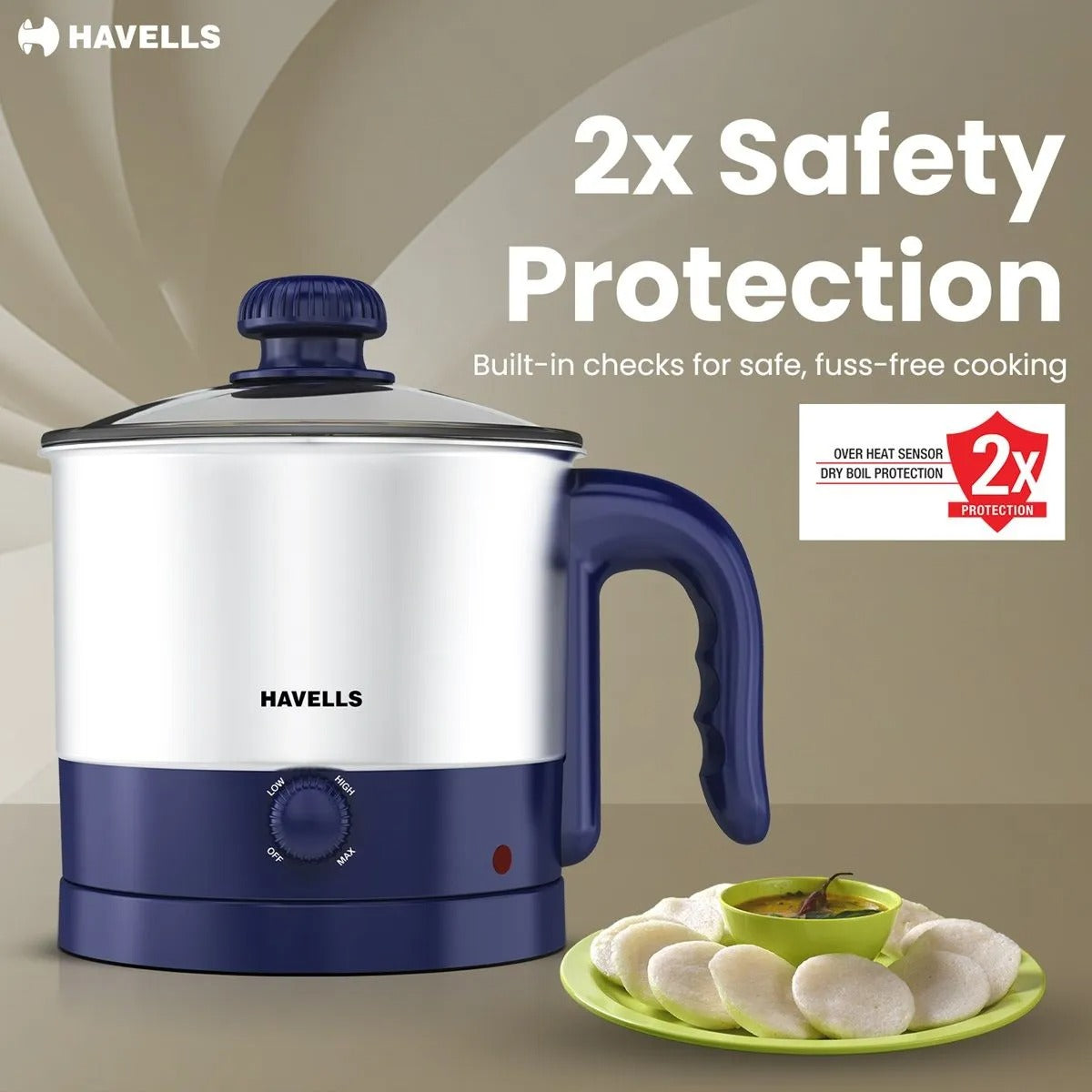 Havells Steamor Multicook Electric Kettle (Blue, 1.2 Litre)