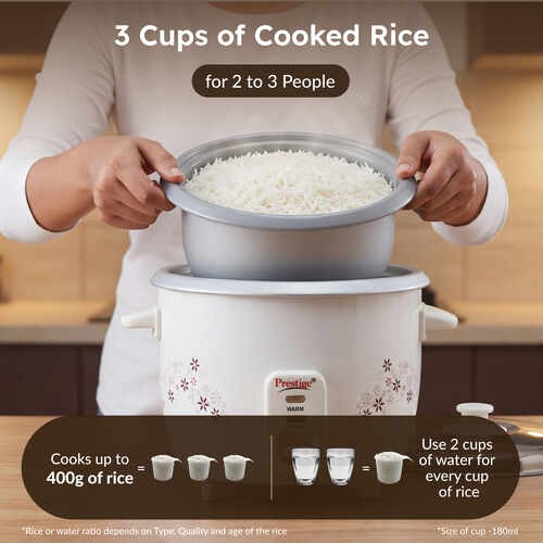 Prestige Delight PRWO 1.0 Electric Rice Cooker, Off White (1L)