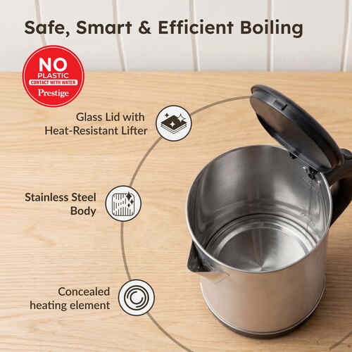 Prestige PKGSS Electric Kettle (Silver & Black, 1.7 Litre)