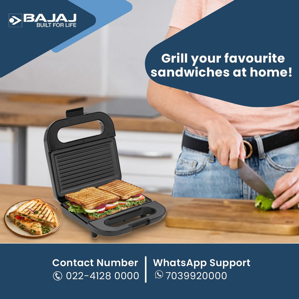 Bajaj SWX 6 Sandwich Maker (Black, 800W)