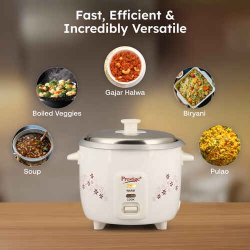 Prestige Delight PRWO 1.0 Electric Rice Cooker, Off White (1L)