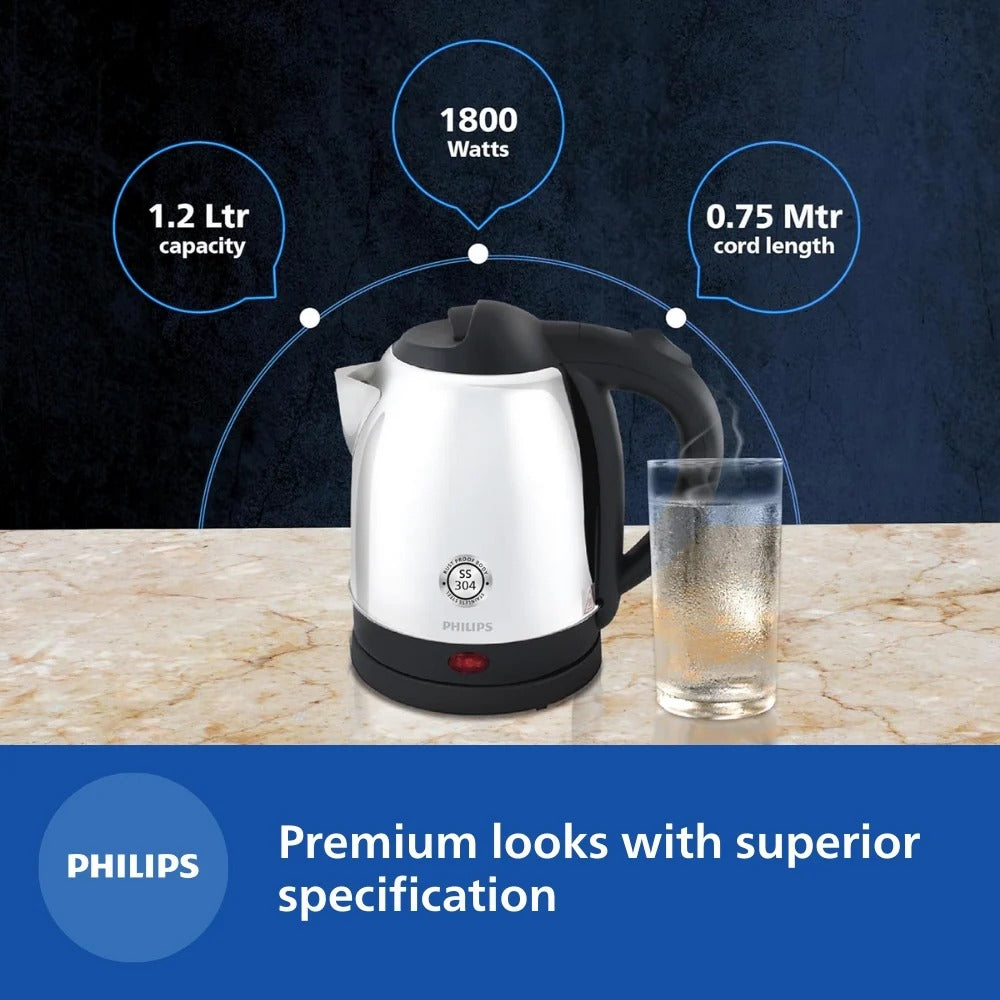 Philips Electric Kettle (Silver & Black, 1.5 Litre)