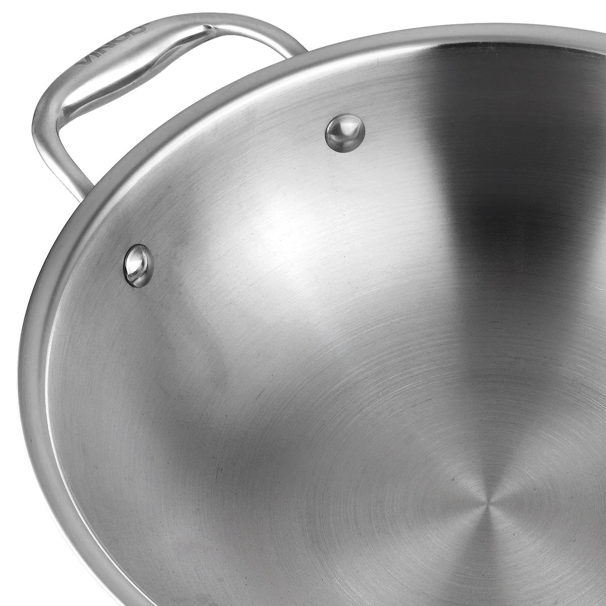 Vinod Platinum Triply Stainless Steel Wok, Induction Friendly (26 cm)