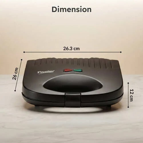 Prestige PGFSP Spatter Coated Non-Stick Sandwich Toaster (Black, 800W)