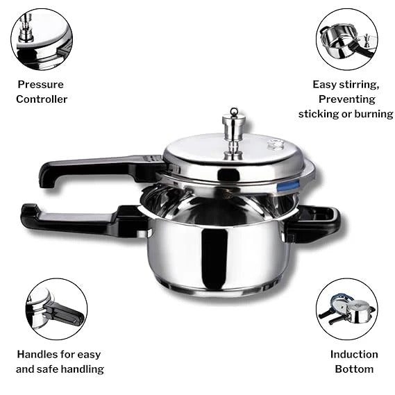 Vinod 18/8 Stainless Steel Outer Lid Pressure Cooker, Induction Friendly (7 L)