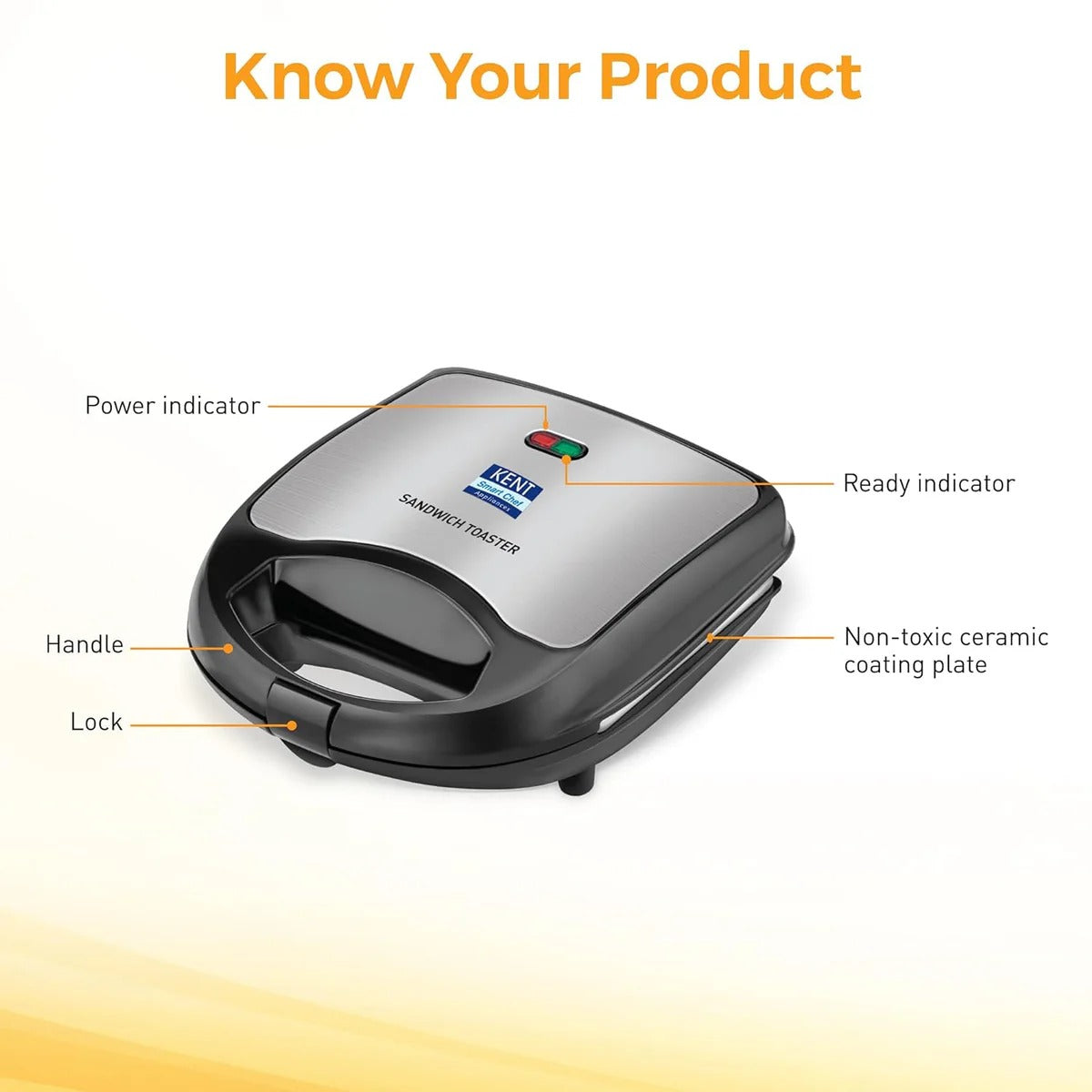 Kent Sandwich Toaster (Black, 700W)