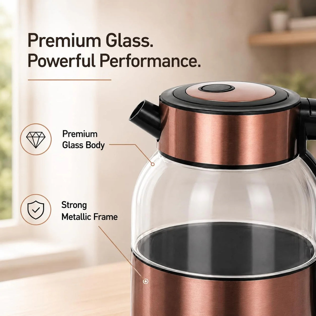 Pringle Vogue Electric Kettle (Copper Finish, 1.8 Litre)