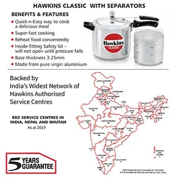 Hawkins Classic Pressure Cooker with Separator Set (6.5 Litre, Aluminium Pressure Cooker) (CL 66)