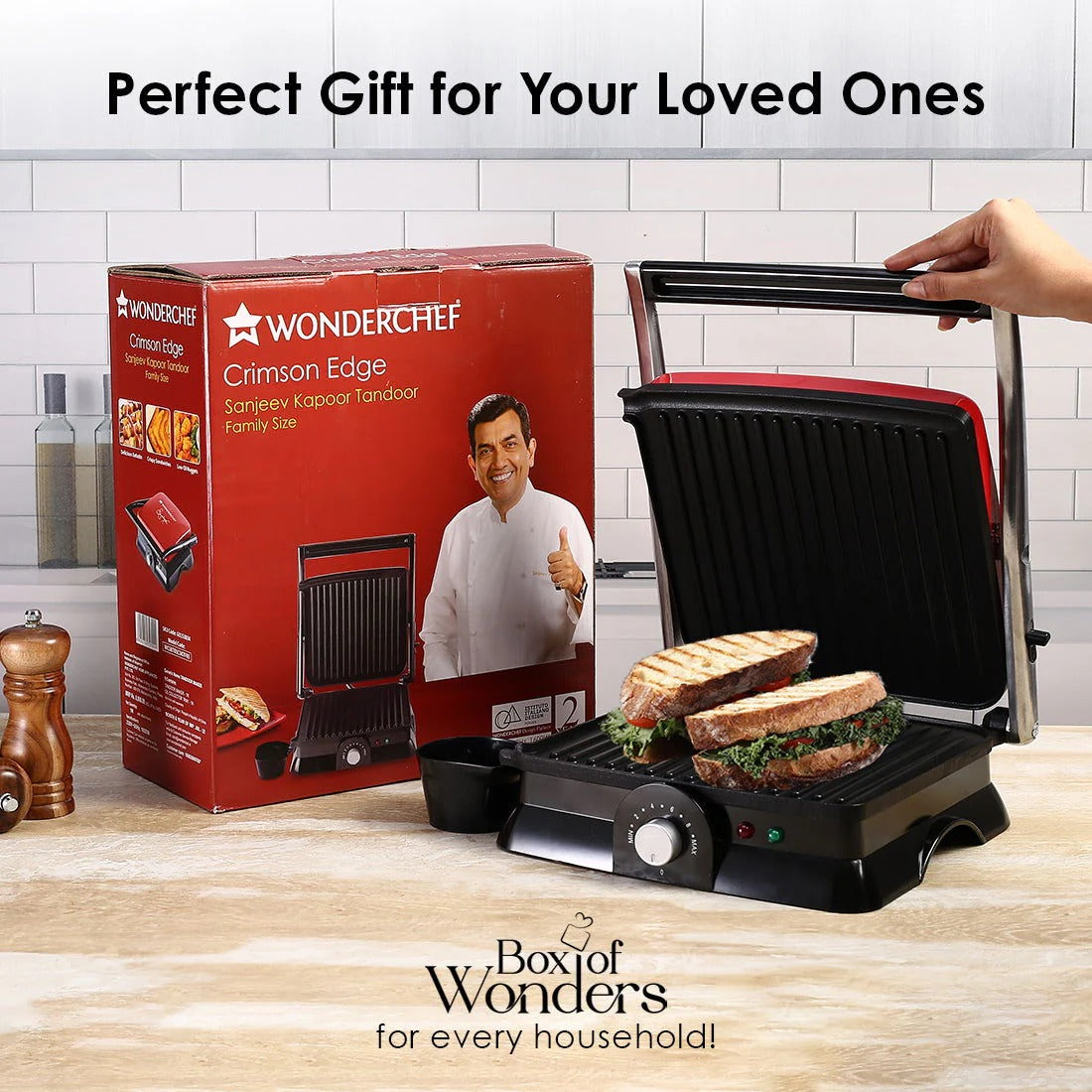 Wonderchef Crimson Edge Electric Contact Grill Sandwich Maker (Red, 1800W)